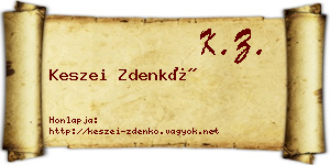 Keszei Zdenkó névjegykártya